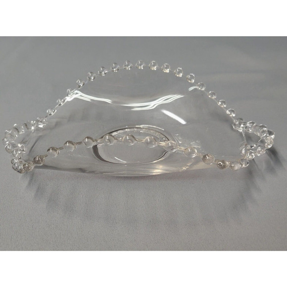 Imperial Candlewick Clear Glass Candy Dish Bowl Server Double Handle Fluted - Picture 2 of 10